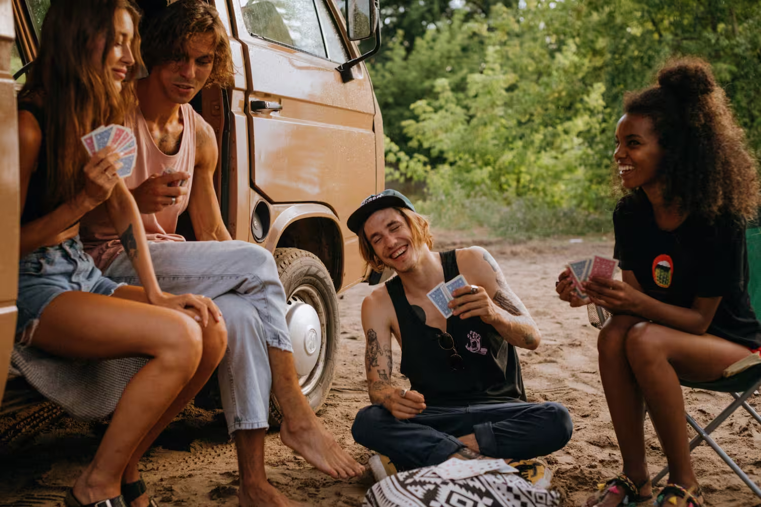 Friends connecting outdoors, representing compassionate and inclusive mental health care